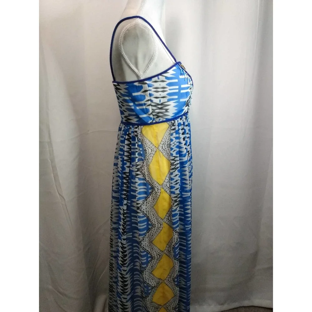 Christina blue geometric print spaghetti strap maxi dress - Picture 3 of 6